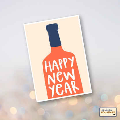 wine bottle new year layered card