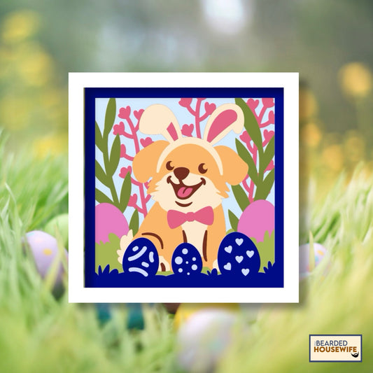 easter puppy shadow box