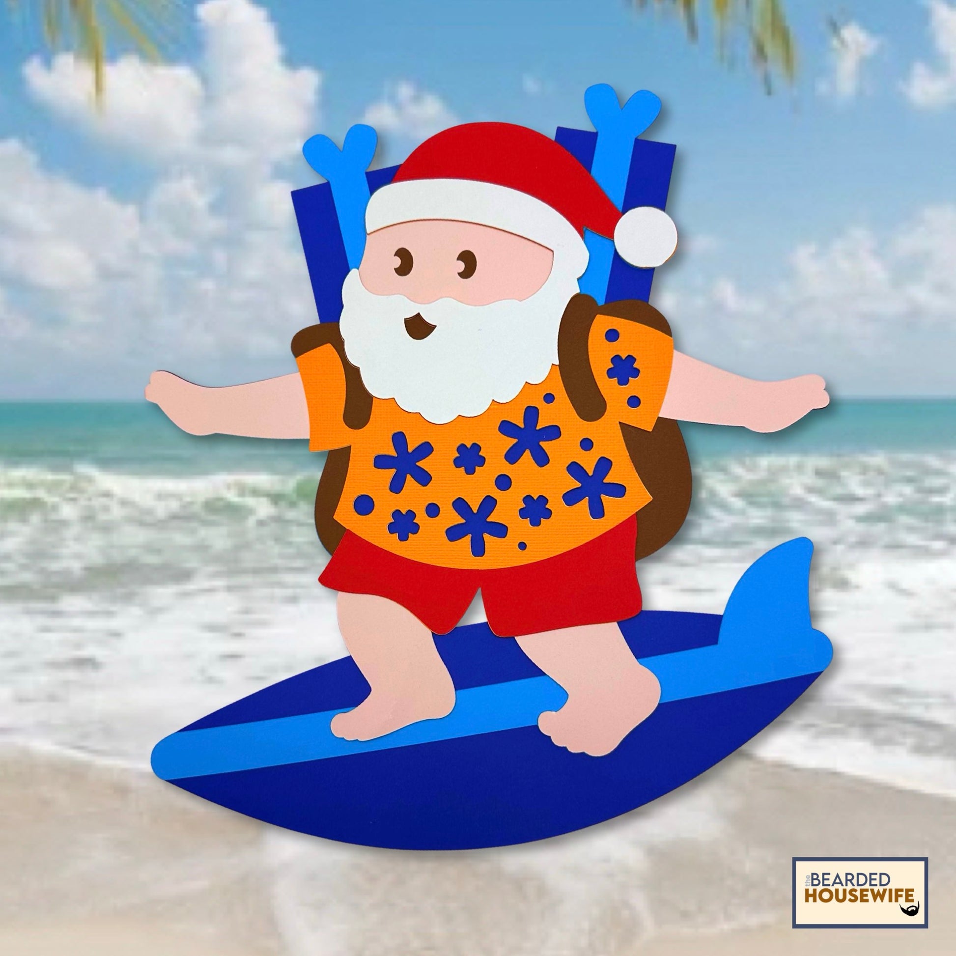 surfin santa layered paper craft