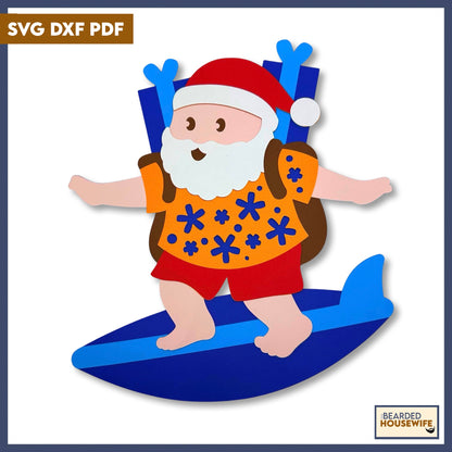 surfin santa layered paper craft