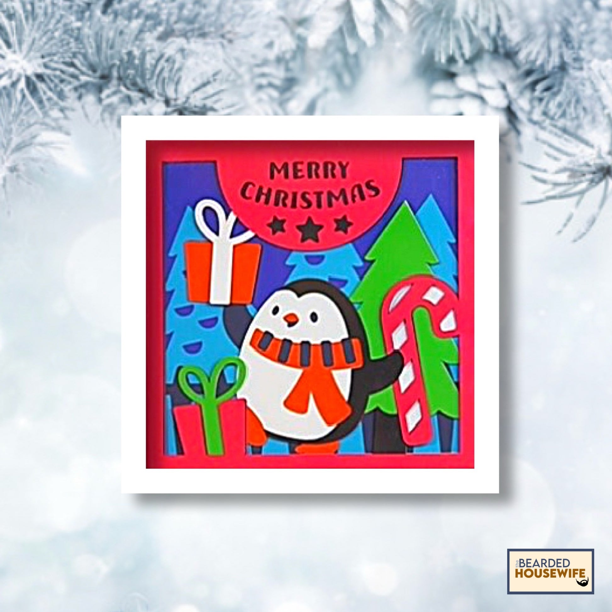merry christmas penguin shadow box